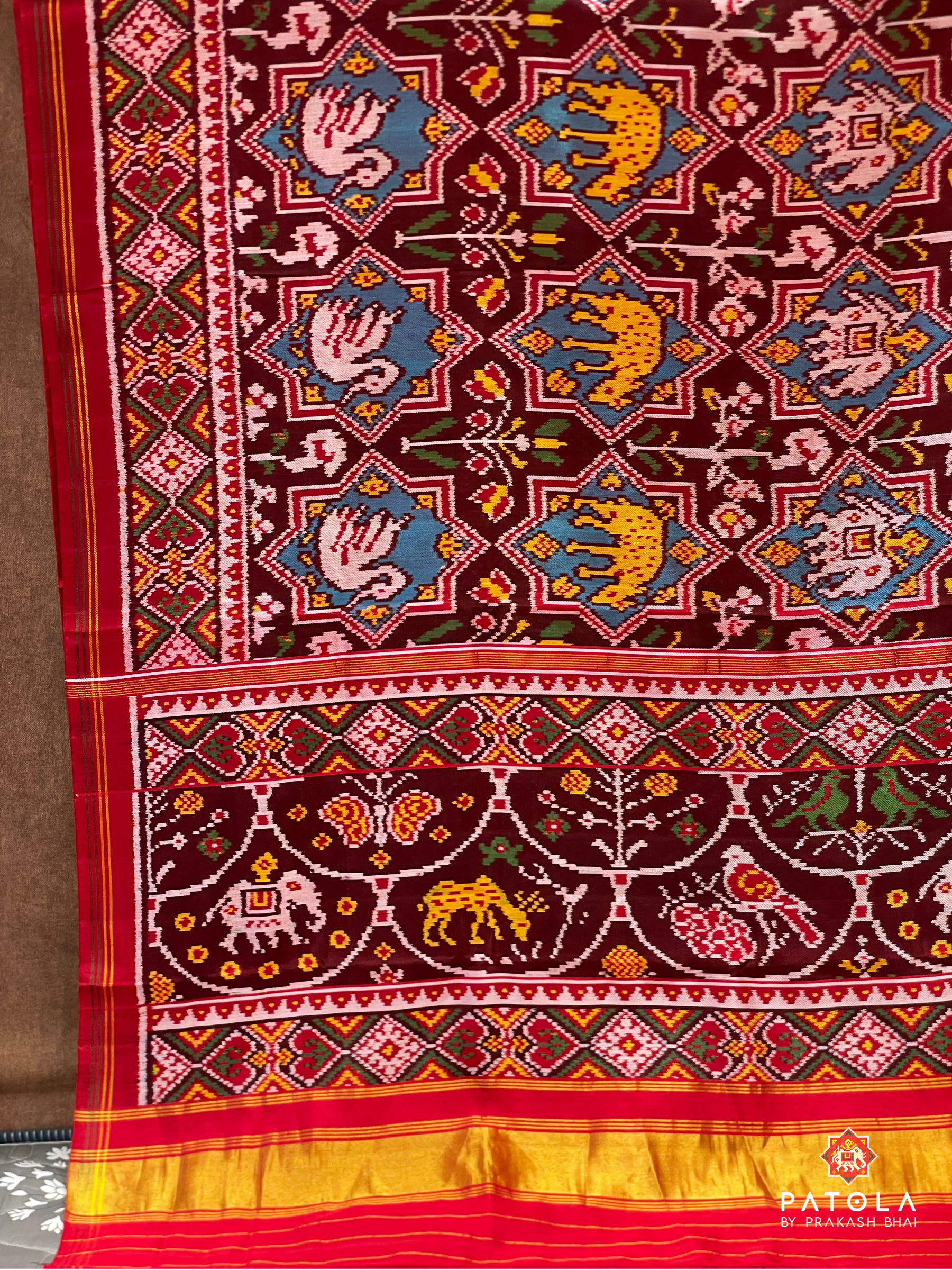 Big Motifs With Star Designer Twill Patola Saree
